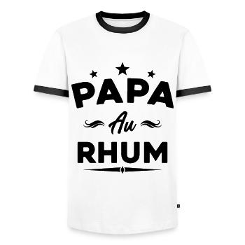 Papa Au Rhum Apéro Fête Des Pères - T-shirt contrasté Homme - blanc/noir - Devant - AI Model Female 172 light (172cm) & AI Model Male 178 dark (178cm)