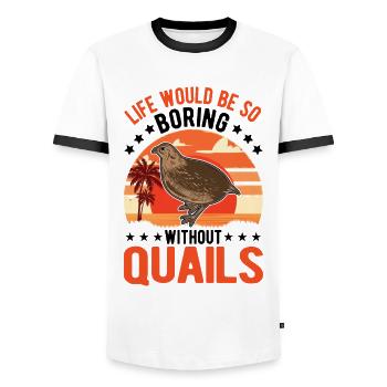 Warning quail quail breeding quail breeder - Men's Ringer Shirt - white/black - Front - AI Model Female 172 light (172cm) & AI Model Male 178 dark (178cm)