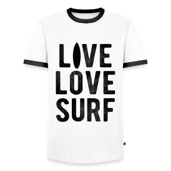 Surfen Wellenreiten Für Surfing - Männer Kontrast-T-Shirt - Weiß/Schwarz - Vorne - AI Model Female 172 light (172cm) & AI Model Male 178 dark (178cm)