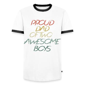 Papa Dad of two Boys zum Vatertag - Männer Kontrast-T-Shirt - Weiß/Schwarz - Vorne - AI Model Female 172 light (172cm) & AI Model Male 178 dark (178cm)