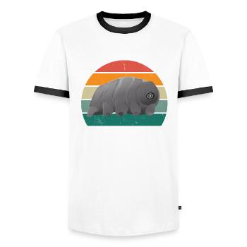 Microscope Tardian Slipper Microbiologie - T-shirt contrasté Homme - blanc/noir - Devant - AI Model Female 172 light (172cm) & AI Model Male 178 dark (178cm)