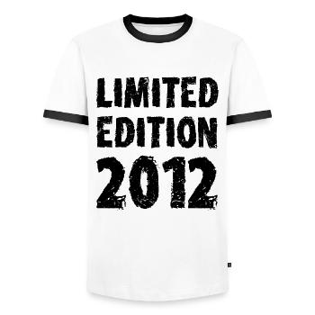 2012 Limited Edition Birthday Gift Wife Husband - Men's Ringer Shirt - white/black - Front - AI Model Female 172 light (172cm) & AI Model Male 178 dark (178cm)