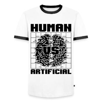 Human VS Artificial Intelligence Engineer Robotics - Männer Kontrast-T-Shirt - Weiß/Schwarz - Vorne - AI Model Female 172 light (172cm) & AI Model Male 178 dark (178cm)