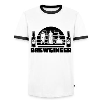 Beer Brewing Brewgineer Retro Hops Beer Brewer - Männer Kontrast-T-Shirt - Weiß/Schwarz - Vorne - AI Model Female 172 light (172cm) & AI Model Male 178 dark (178cm)