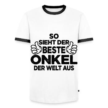 So sieht der beste Onkel der Welt aus - Männer Kontrast-T-Shirt - Weiß/Schwarz - Vorne - AI Model Female 172 light (172cm) & AI Model Male 178 dark (178cm)