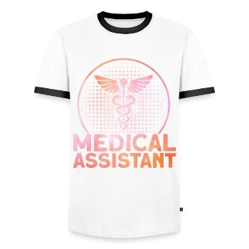 Faculté de médecine Assistant médical AMC G - T-shirt contrasté Homme - blanc/noir - Devant - AI Model Female 172 light (172cm) & AI Model Male 178 dark (178cm)