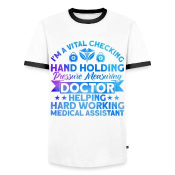 Medizinische Assistentin Zertifizierte medizinisch - Männer Kontrast-T-Shirt - Weiß/Schwarz - Vorne - AI Model Female 172 light (172cm) & AI Model Male 178 dark (178cm)
