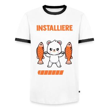 Muskeln Sport Fitness Gewichtheben Bär - Männer Kontrast-T-Shirt - Weiß/Schwarz - Vorne - AI Model Female 172 light (172cm) & AI Model Male 178 dark (178cm)