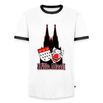 Karneval Kostüm Kölle Alaaf Clown Wappen Dom Köln - Männer Kontrast-T-Shirt - Weiß/Schwarz - Vorne - AI Model Female 172 light (172cm) & AI Model Male 178 dark (178cm)