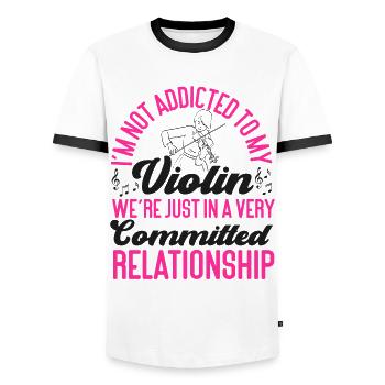Violin Violinist I'm Not Addicted - Männer Kontrast-T-Shirt - Weiß/Schwarz - Vorne - AI Model Female 172 light (172cm) & AI Model Male 178 dark (178cm)