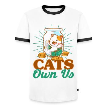 Katzen Sprüche Katze Katzen Liebhaber Geschenk - Männer Kontrast-T-Shirt - Weiß/Schwarz - Vorne - AI Model Female 172 light (172cm) & AI Model Male 178 dark (178cm)