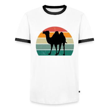 Camels Camel Desert Arabia Dromedary Camel - Men's Ringer Shirt - white/black - Front - AI Model Female 172 light (172cm) & AI Model Male 178 dark (178cm)