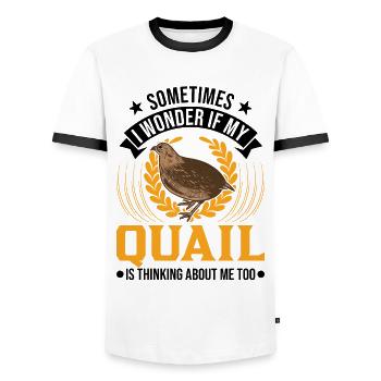 Warning quail quail breeding quail breeder - Men's Ringer Shirt - white/black - Front - AI Model Female 172 light (172cm) & AI Model Male 178 dark (178cm)
