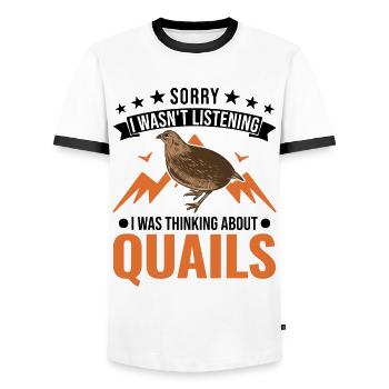 Warning quail quail breeding quail breeder - Men's Ringer Shirt - white/black - Front - AI Model Female 172 light (172cm) & AI Model Male 178 dark (178cm)