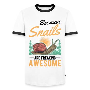 Because Snails are freaking awesome snail - Men's Ringer Shirt - white/black - Front - AI Model Female 172 light (172cm) & AI Model Male 178 dark (178cm)