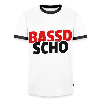Bassd scho - Franken fränkisch fränggisch Geschenk - Männer Kontrast-T-Shirt - Weiß/Schwarz - Vorne - AI Model Female 172 light (172cm) & AI Model Male 178 dark (178cm)