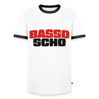 Bassd scho - Franken fränkisch fränggisch Geschenk - Männer Kontrast-T-Shirt - Weiß/Schwarz - Vorne - AI Model Female 172 light (172cm) & AI Model Male 178 dark (178cm)