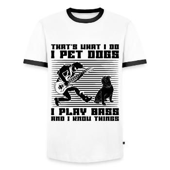 That's What I Do Retro Bass Guitarist Bass Player - Männer Kontrast-T-Shirt - Weiß/Schwarz - Vorne - AI Model Female 172 light (172cm) & AI Model Male 178 dark (178cm)