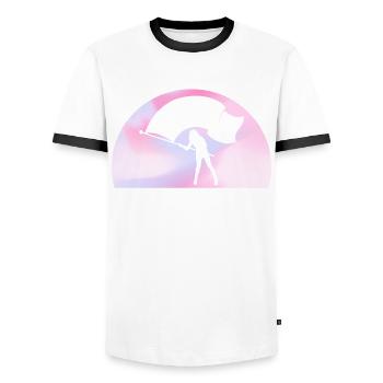 Color Guard Mom Flag Guard Cadeau - T-shirt contrasté Homme - blanc/noir - Devant - AI Model Female 172 light (172cm) & AI Model Male 178 dark (178cm)