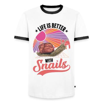Life is better with a snail - Men's Ringer Shirt - white/black - Front - AI Model Female 172 light (172cm) & AI Model Male 178 dark (178cm)