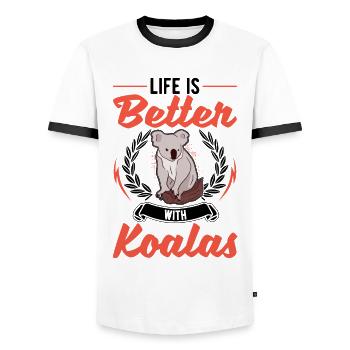Das Leben ist besser mit einem Koala - Männer Kontrast-T-Shirt - Weiß/Schwarz - Vorne - AI Model Female 172 light (172cm) & AI Model Male 178 dark (178cm)