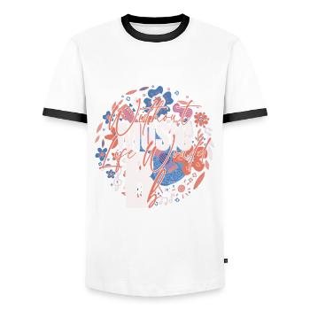 Sans musique, la vie serait B Flat Quote - T-shirt contrasté Homme - blanc/noir - Devant - AI Model Female 172 light (172cm) & AI Model Male 178 dark (178cm)