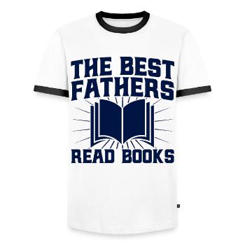 The Best Fathers Read Books Read Book Gift - Men's Ringer Shirt - white/black - Front - AI Model Female 172 light (172cm) & AI Model Male 178 dark (178cm)