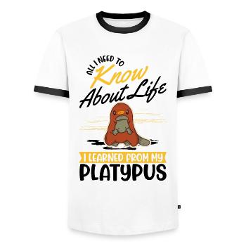 Platypus Gift Platypus - Men's Ringer Shirt - white/black - Front - AI Model Female 172 light (172cm) & AI Model Male 178 dark (178cm)
