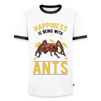 Happiness is being with Ants Ameisen Ameisenhaufen - Männer Kontrast-T-Shirt - Weiß/Schwarz - Vorne - AI Model Female 172 light (172cm) & AI Model Male 178 dark (178cm)