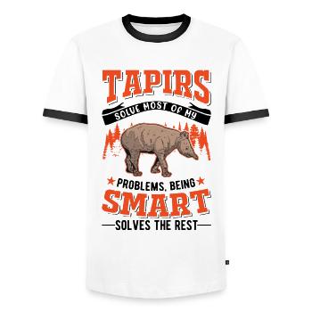 Tapir Lowland Tapir Tapirdae Tapir - Men's Ringer Shirt - white/black - Front - AI Model Female 172 light (172cm) & AI Model Male 178 dark (178cm)