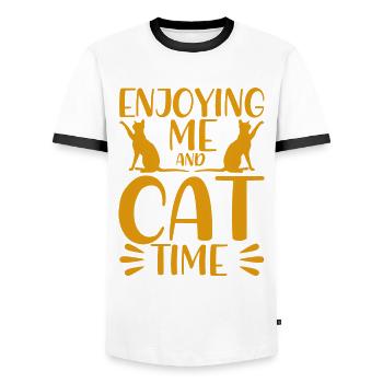 Cat parents cats sayings cat gift - Men's Ringer Shirt - white/black - Front - AI Model Female 172 light (172cm) & AI Model Male 178 dark (178cm)