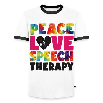 Assistant orthophoniste - T-shirt contrasté Homme - blanc/noir - Devant - AI Model Female 172 light (172cm) & AI Model Male 178 dark (178cm)