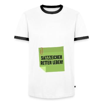 Wir essen jetzt Opa - Männer Kontrast-T-Shirt - Weiß/Schwarz - Vorne - AI Model Female 172 light (172cm) & AI Model Male 178 dark (178cm)