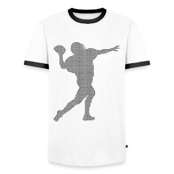 Football - Männer Kontrast-T-Shirt - Weiß/Schwarz - Vorne - AI Model Female 172 light (172cm) & AI Model Male 178 dark (178cm)