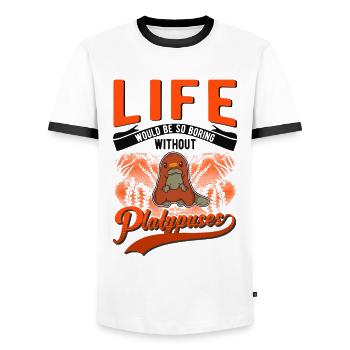 Platypus Gift Platypus - Men's Ringer Shirt - white/black - Front - AI Model Female 172 light (172cm) & AI Model Male 178 dark (178cm)