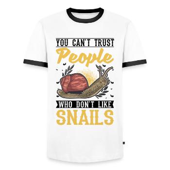 Snail Gift Vineyard Snail - Men's Ringer Shirt - white/black - Front - AI Model Female 172 light (172cm) & AI Model Male 178 dark (178cm)