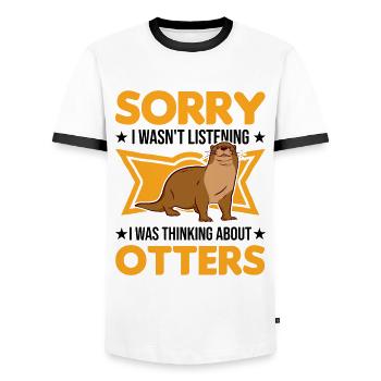 Loutre Cadeau Loutre Loutre Loutre Loutre de mer - T-shirt contrasté Homme - blanc/noir - Devant - AI Model Female 172 light (172cm) & AI Model Male 178 dark (178cm)
