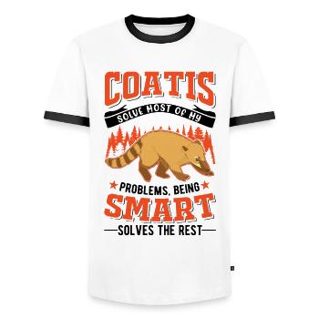 Coati Gift Coati Proboscis - Men's Ringer Shirt - white/black - Front - AI Model Female 172 light (172cm) & AI Model Male 178 dark (178cm)