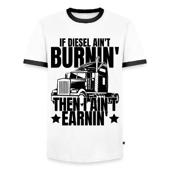 Si le diesel n’est pas brûlé, je ne gagne pas - T-shirt contrasté Homme - blanc/noir - Devant - AI Model Female 172 light (172cm) & AI Model Male 178 dark (178cm)