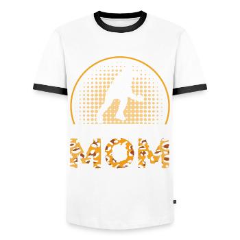 Cadeau de hockey sur gazon Maman Hockey sur gazon - T-shirt contrasté Homme - blanc/noir - Devant - AI Model Female 172 light (172cm) & AI Model Male 178 dark (178cm)