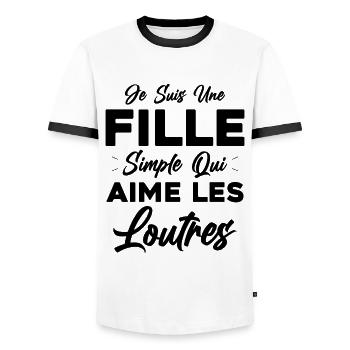 Je Suis Une Fille Simple Qui Aime Les Loutres - T-shirt contrasté Homme - blanc/noir - Devant - AI Model Female 172 light (172cm) & AI Model Male 178 dark (178cm)