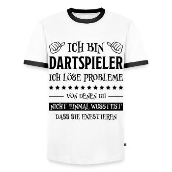 Dartspieler Witz Spruch Darts Dartpfeil Geschenk - Männer Kontrast-T-Shirt - Weiß/Schwarz - Vorne - AI Model Female 172 light (172cm) & AI Model Male 178 dark (178cm)