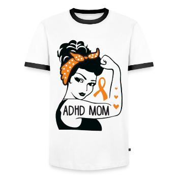 ADHD Mom For ADHD Awareness Month - Men's Ringer Shirt - white/black - Front - AI Model Female 172 light (172cm) & AI Model Male 178 dark (178cm)