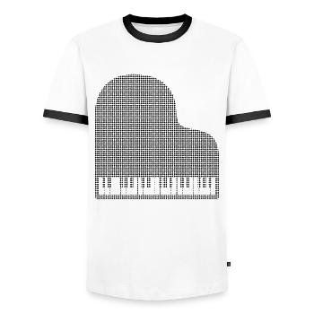 Klavier - Männer Kontrast-T-Shirt - Weiß/Schwarz - Vorne - AI Model Female 172 light (172cm) & AI Model Male 178 dark (178cm)