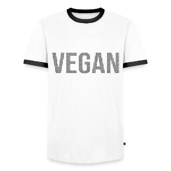 Vegan - Men's Ringer Shirt - white/black - Front - AI Model Female 172 light (172cm) & AI Model Male 178 dark (178cm)