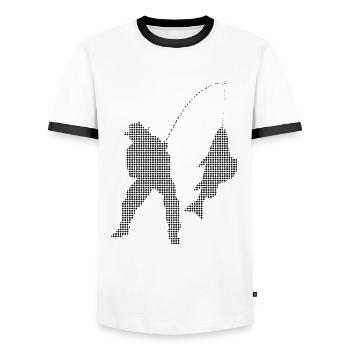 Angling - Men's Ringer Shirt - white/black - Front - AI Model Female 172 light (172cm) & AI Model Male 178 dark (178cm)