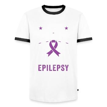 Mutter Einer Mutter Einer Epilepsie-kämpferin - Männer Kontrast-T-Shirt - Weiß/Schwarz - Vorne - AI Model Female 172 light (172cm) & AI Model Male 178 dark (178cm)