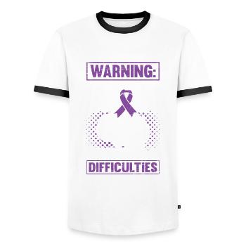 Cerveau Ruban Violet Technique Épileptique - T-shirt contrasté Homme - blanc/noir - Devant - AI Model Female 172 light (172cm) & AI Model Male 178 dark (178cm)