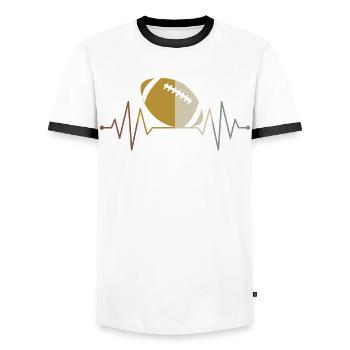 Rugby Rugby Ball Retro American Football - Men's Ringer Shirt - white/black - Front - AI Model Female 172 light (172cm) & AI Model Male 178 dark (178cm)