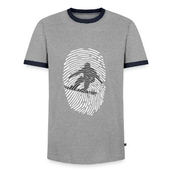 Snowboarder à empreintes digitales Wintersport - T-shirt contrasté Homme - gris/marine  - Devant - AI Model Female 172 light (172cm) & AI Model Male 178 light (178cm)
